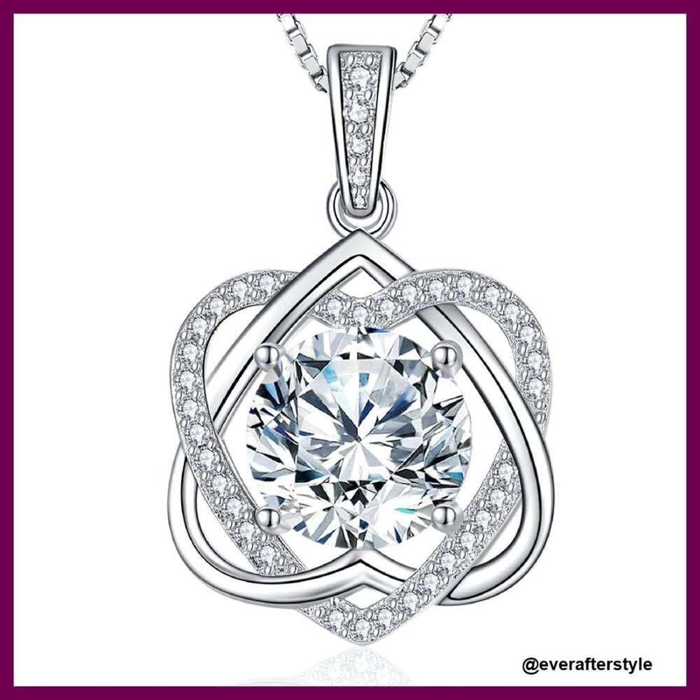 Moissanite Heart Pendant Necklace Elegant Sterling Silver Anniversary Gift